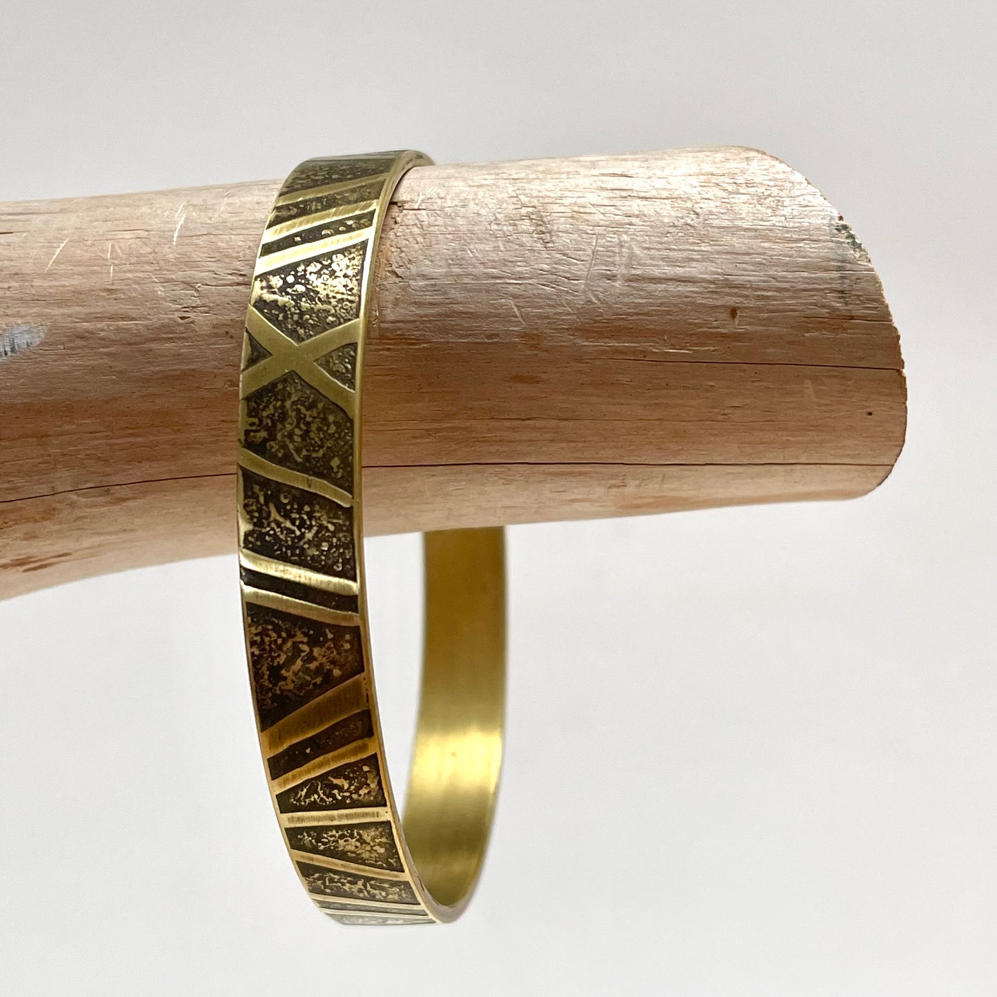 "Time" Brass Bangle