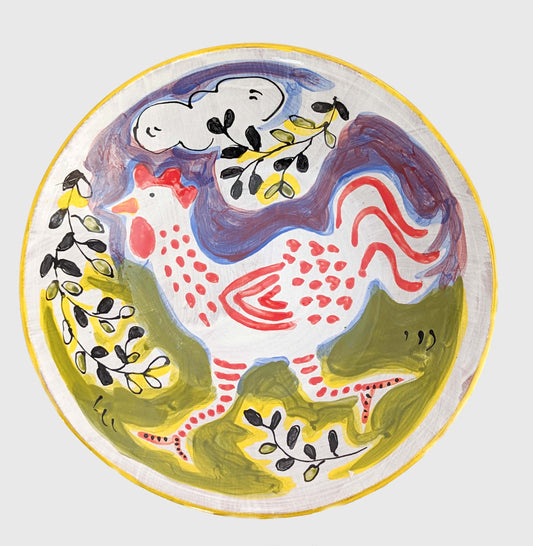 Red & White Rooster Bowl