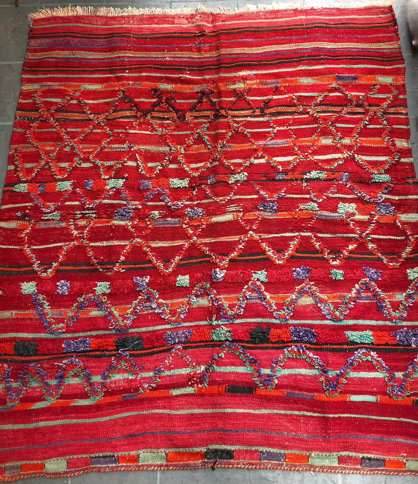Rare Vintage Talsint Tribal Rug