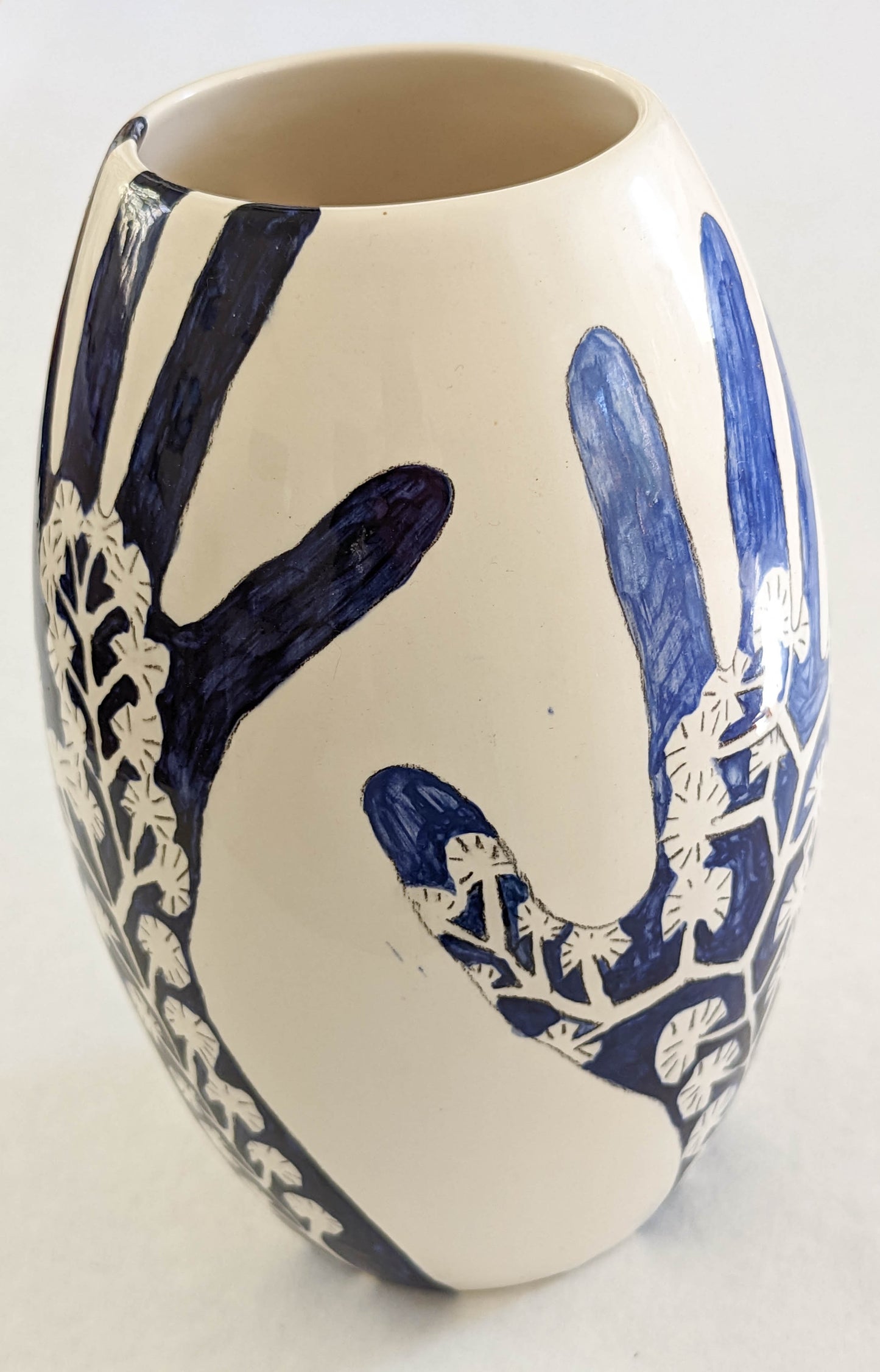 Blue Plant Hands Vase